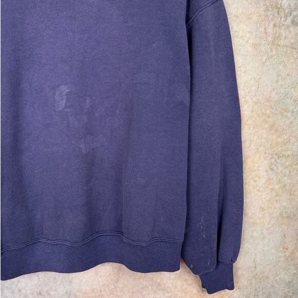 VTG 80s Native American Woman Graphic Sweatshirt Sz M Cherokee Navy Blue Faded - Picture 7 of 9